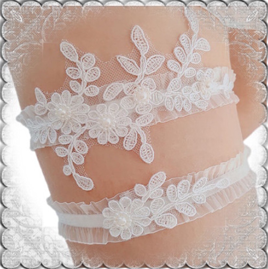 Nuntă, set de jartiere pentru mireasă ES-HK2-05 - accesorii nuntă - accesorii de nuntă - jartiere mirese - Artynos.ro