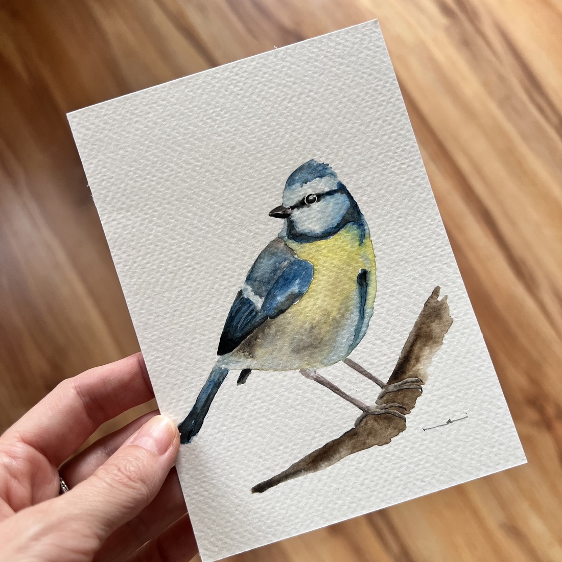 Pictură originală cu pasăre acuarelă - arte vizuale și accesorii  - picturi - acuarele picturi - Artynos.ro