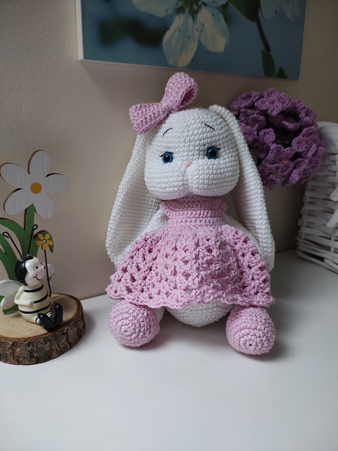 Iepuraș crosetat - jucării și echipamente pentru copii - daruri de botez - Artynos.ro