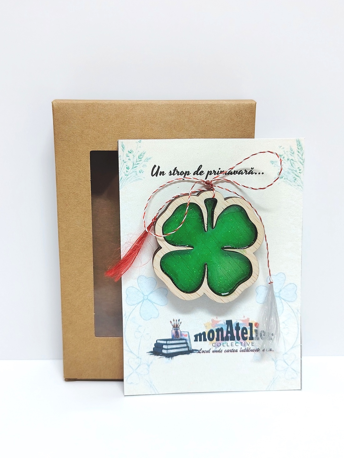 Mărțișor handmade tip trifoi cu patru foi - bijuterii - mărțișor - Artynos.ro