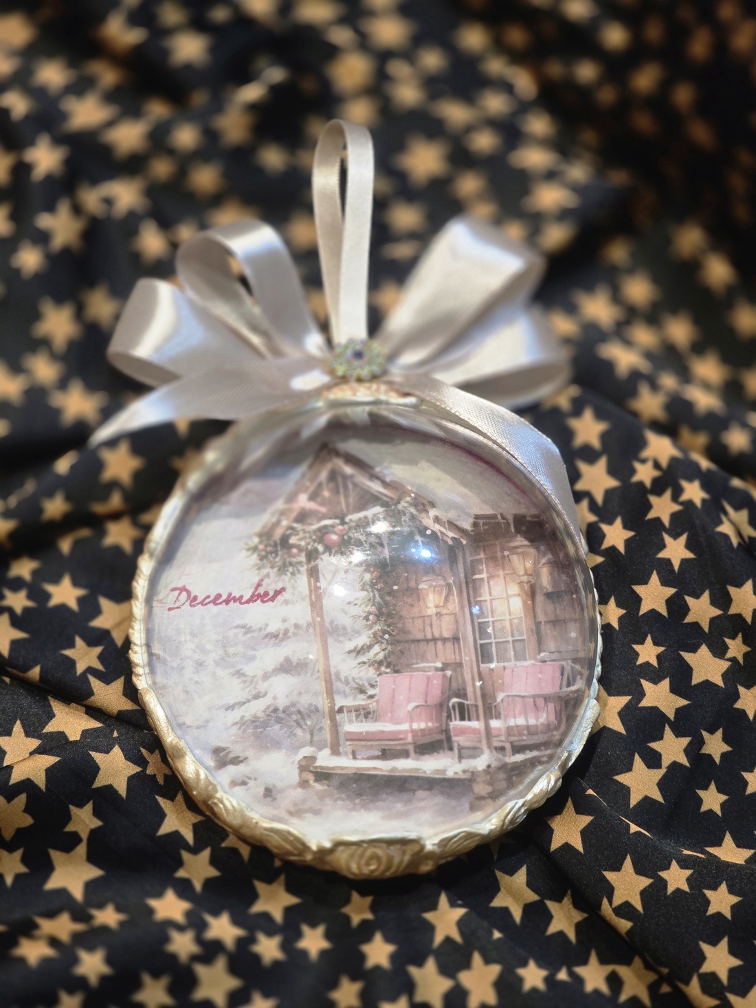 Glob catifea Santa's House - crăciun - accesorii cadou de crăciun - felicitări de crăciun - Artynos.ro