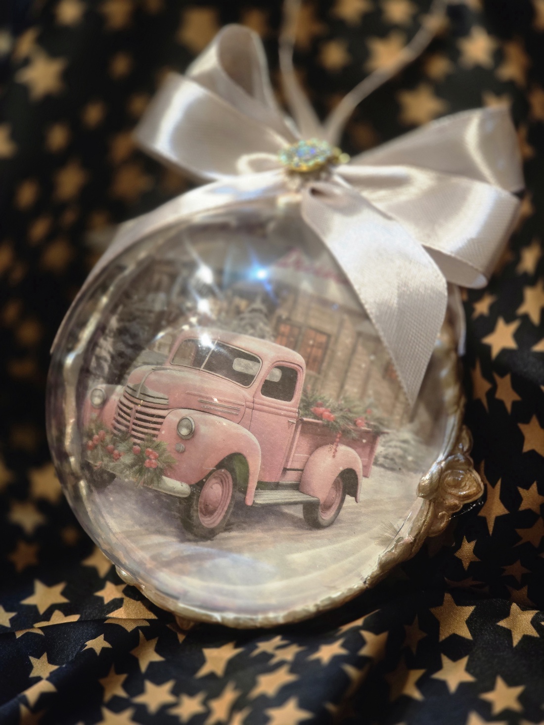 Glob catifea Santa's car - crăciun - accesorii cadou de crăciun - felicitări de crăciun - Artynos.ro