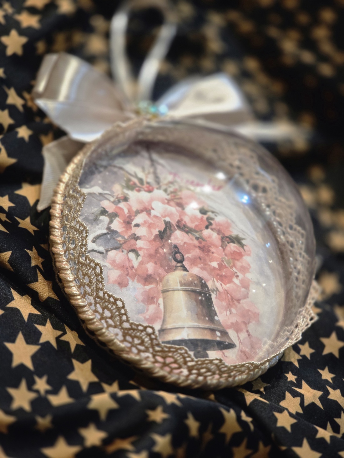 Glob catifea Santa's Bell - crăciun - accesorii cadou de crăciun - felicitări de crăciun - Artynos.ro