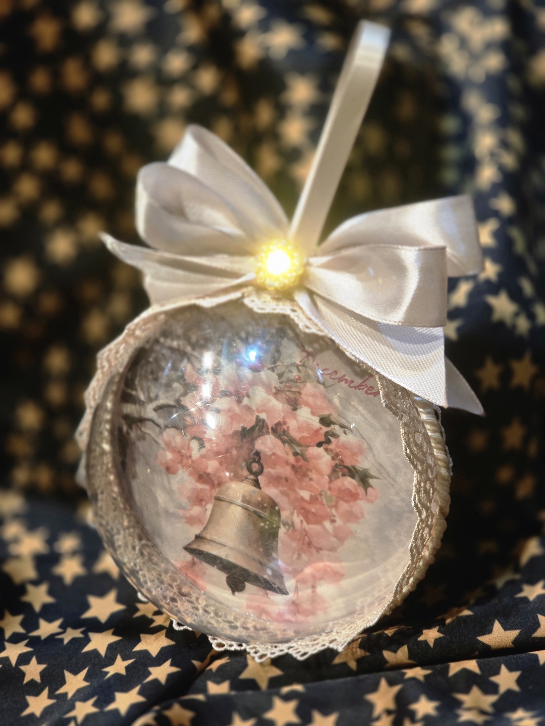 Glob catifea Santa's Bell - crăciun - accesorii cadou de crăciun - felicitări de crăciun - Artynos.ro