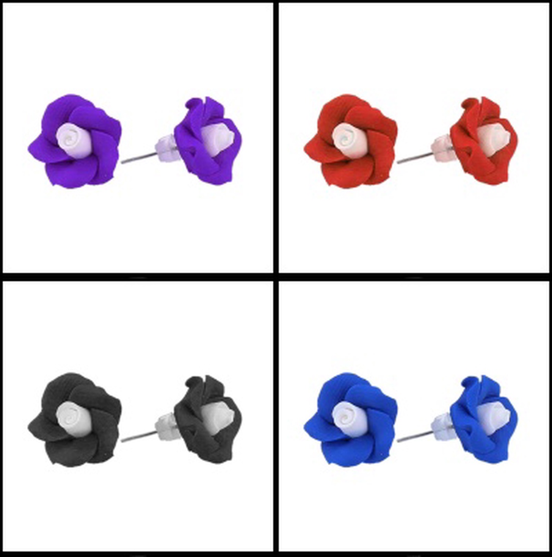Cercei mici trandafiri 4 perechi - bijuterii - cercei - cercei din rășină - Artynos.ro