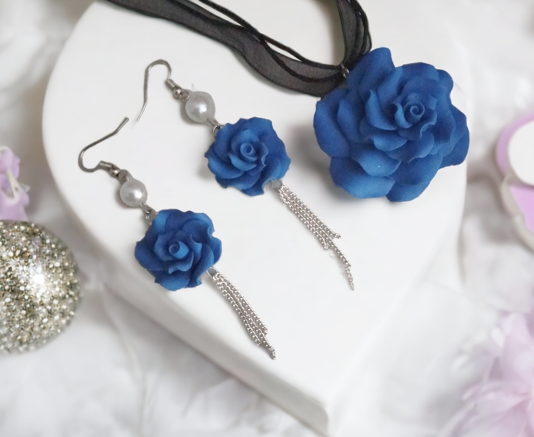 Set bijuterii handmade trandafiri - bijuterii - seturi de bijuterii - Artynos.ro