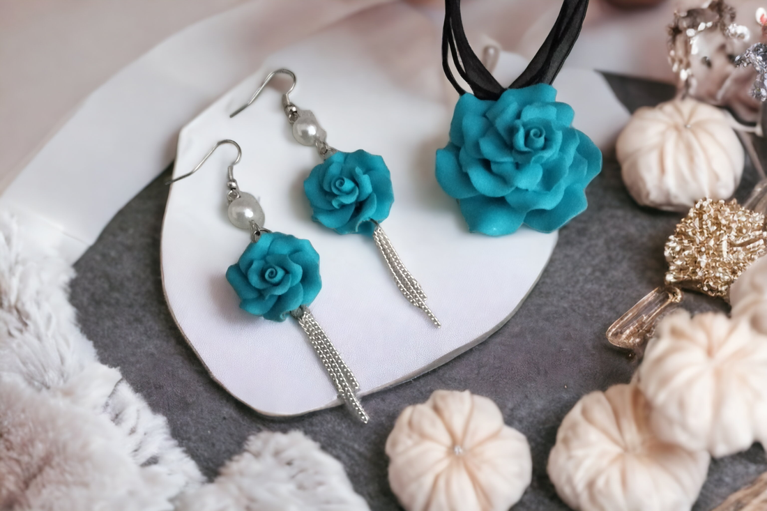 Set bijuterii handmade trandafiri - bijuterii - seturi de bijuterii - Artynos.ro