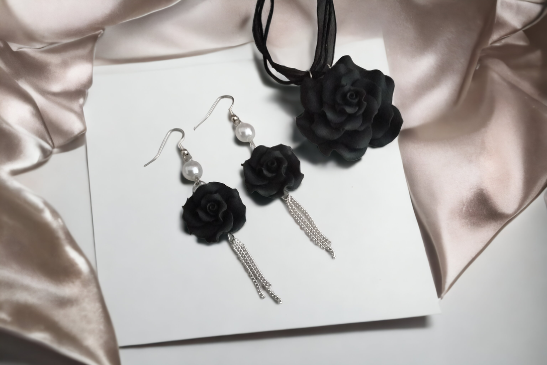 Set bijuterii handmade trandafiri - bijuterii - seturi de bijuterii - Artynos.ro