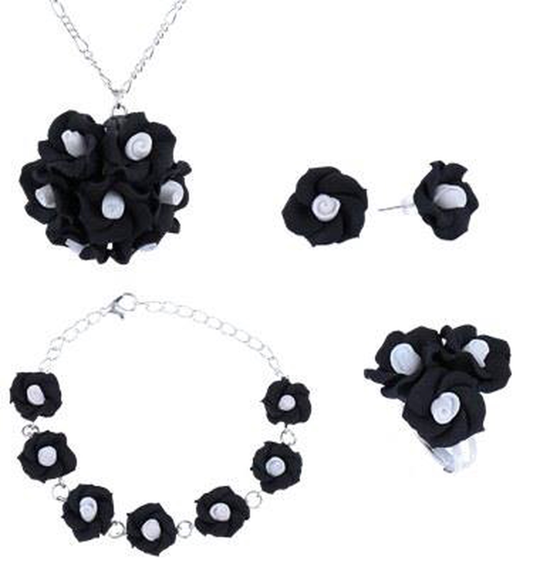 Set bijuterii handmade trandafiri - bijuterii - seturi de bijuterii - Artynos.ro