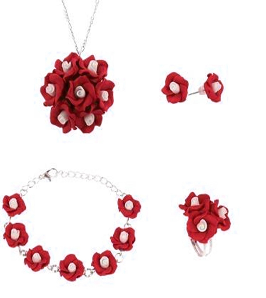 Set bijuterii handmade trandafiri - bijuterii - seturi de bijuterii - Artynos.ro