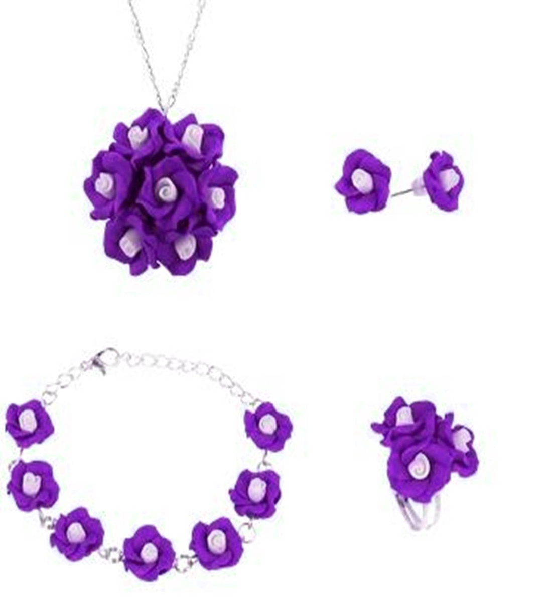 Set bijuterii handmade trandafiri - bijuterii - seturi de bijuterii - Artynos.ro