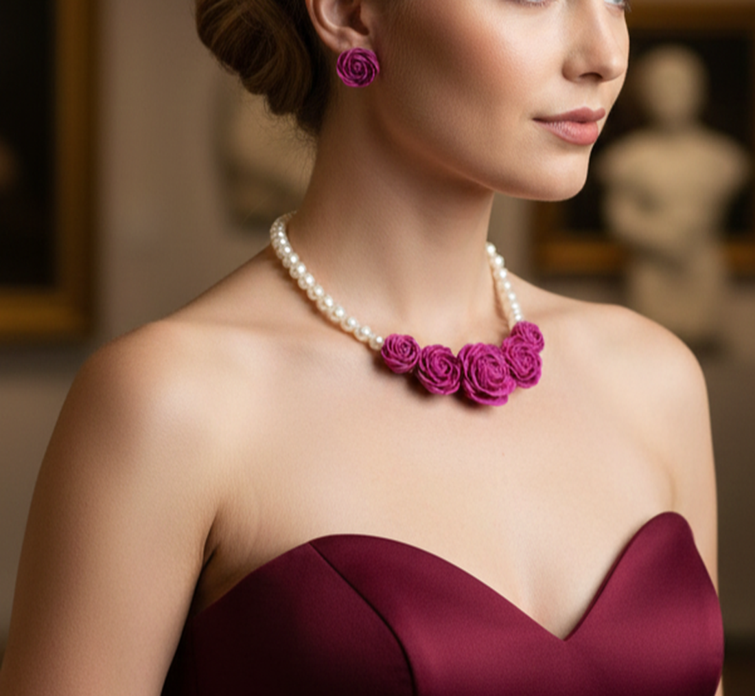 Set ocazii bujori - bijuterii - seturi de bijuterii - Artynos.ro