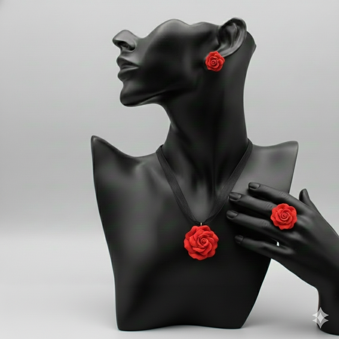 Set bijuterii handmade trandafiri  - bijuterii - seturi de bijuterii - Artynos.ro