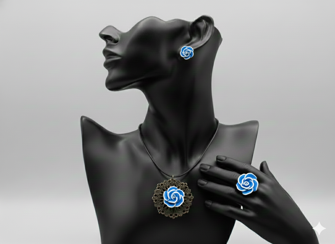 Set bijuterii handmade trandafiri  - bijuterii - seturi de bijuterii - Artynos.ro