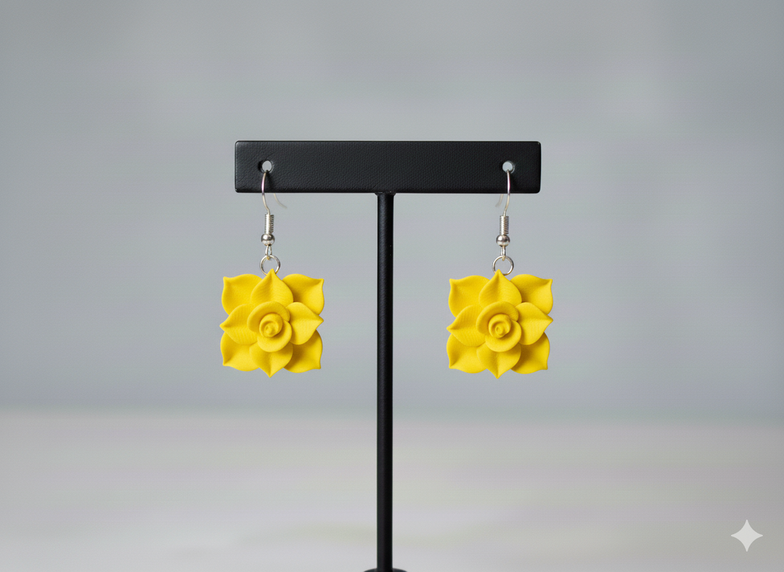 Cercei  trandafir - bijuterii - cercei - cercei din rășină - Artynos.ro