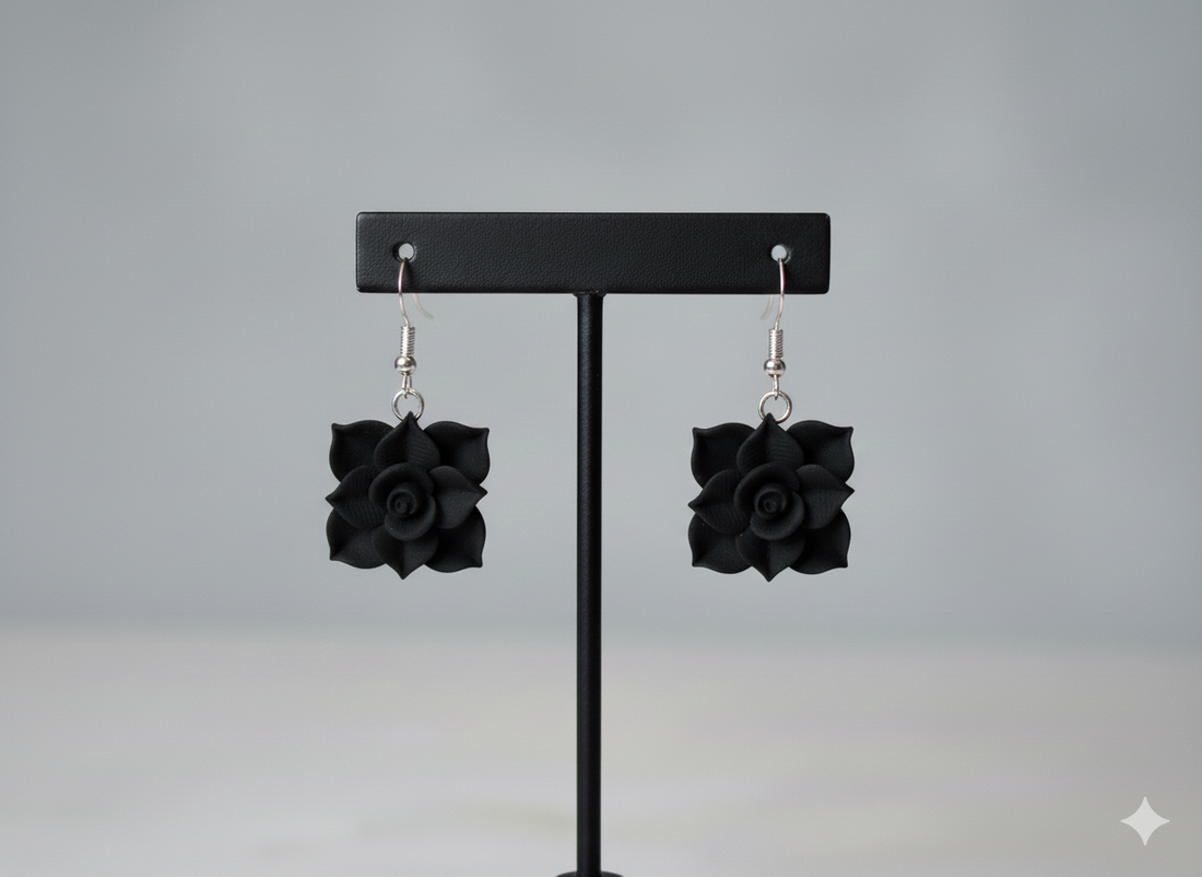 Cercei  trandafir - bijuterii - cercei - cercei din rășină - Artynos.ro