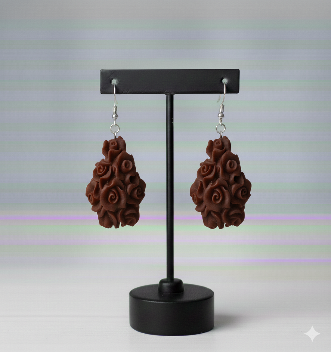 Cercei Trandafirasi lacrima - bijuterii - cercei - cercei din rășină - Artynos.ro