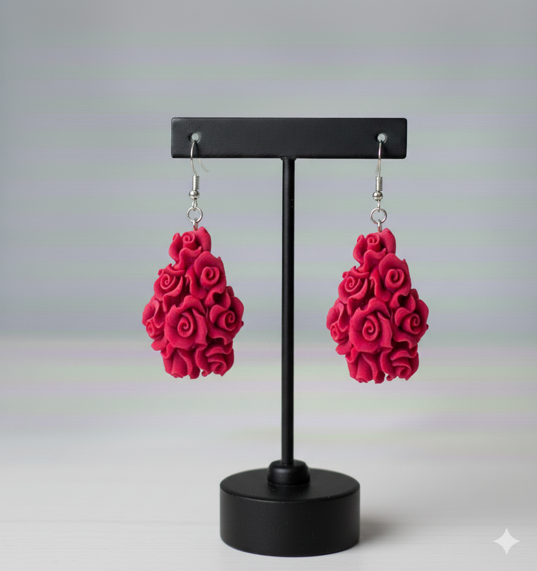 Cercei Trandafirasi lacrima - bijuterii - cercei - cercei din rășină - Artynos.ro