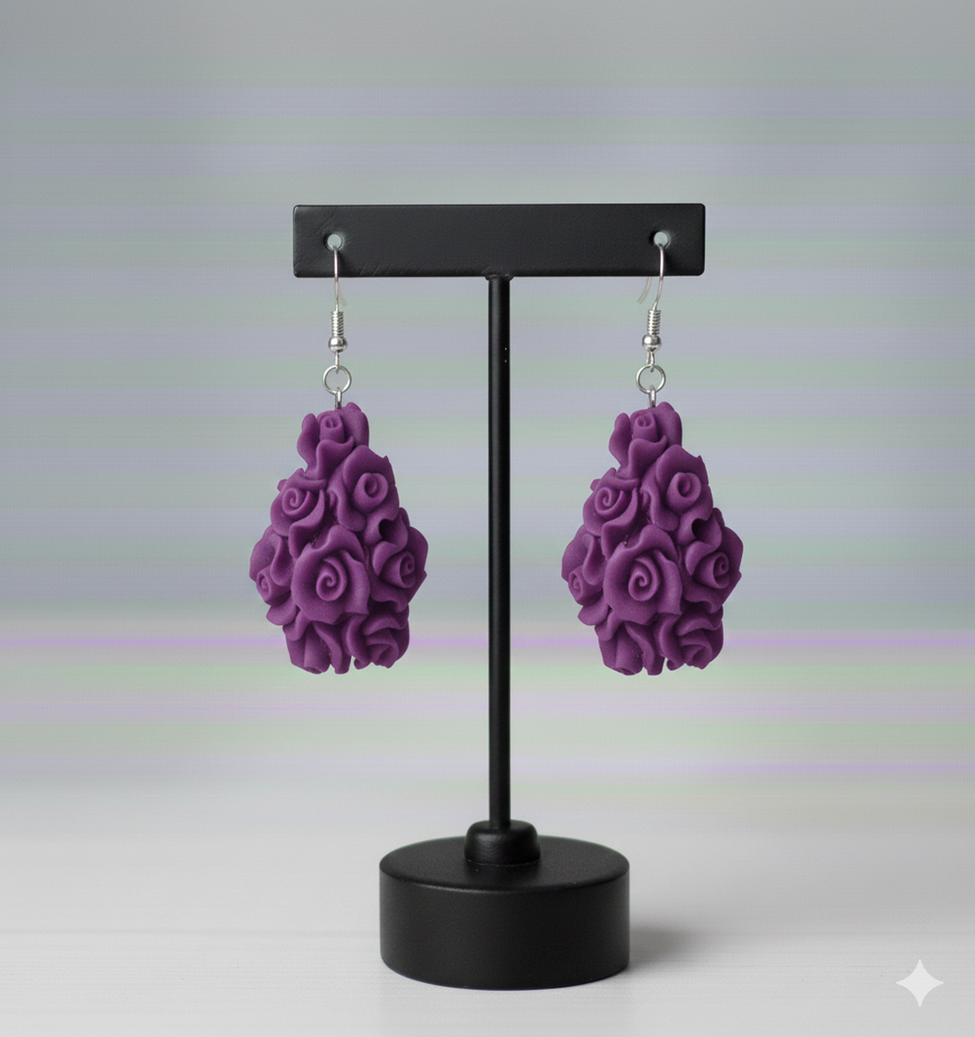 Cercei Trandafirasi lacrima - bijuterii - cercei - cercei din rășină - Artynos.ro