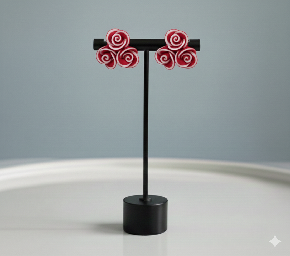 Cercei Trandafirasi triunghi - bijuterii - cercei - cercei din rășină - Artynos.ro