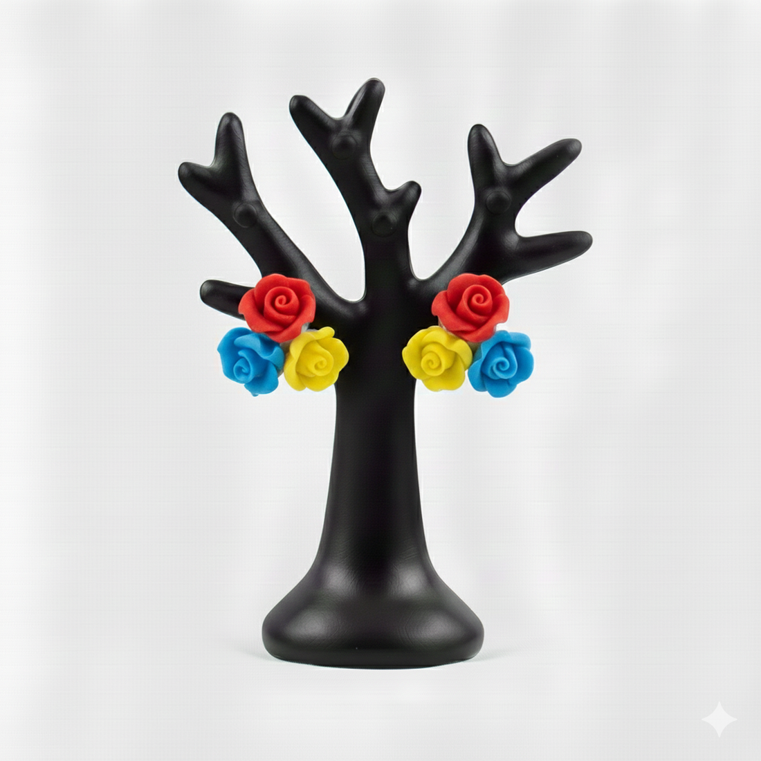 Cercei trandafiri tricolor - bijuterii - cercei - cercei din rășină - Artynos.ro