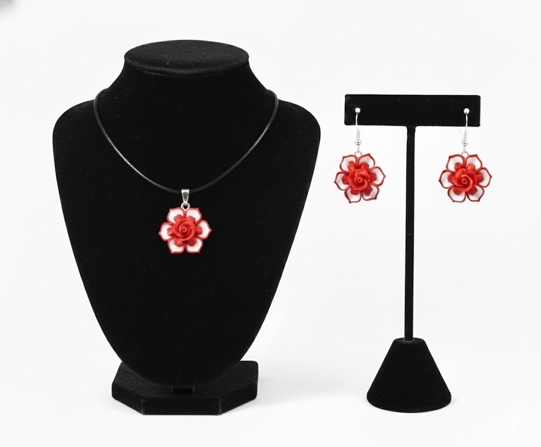 Set bijuterii handmade trandafiri - bijuterii - seturi de bijuterii - Artynos.ro