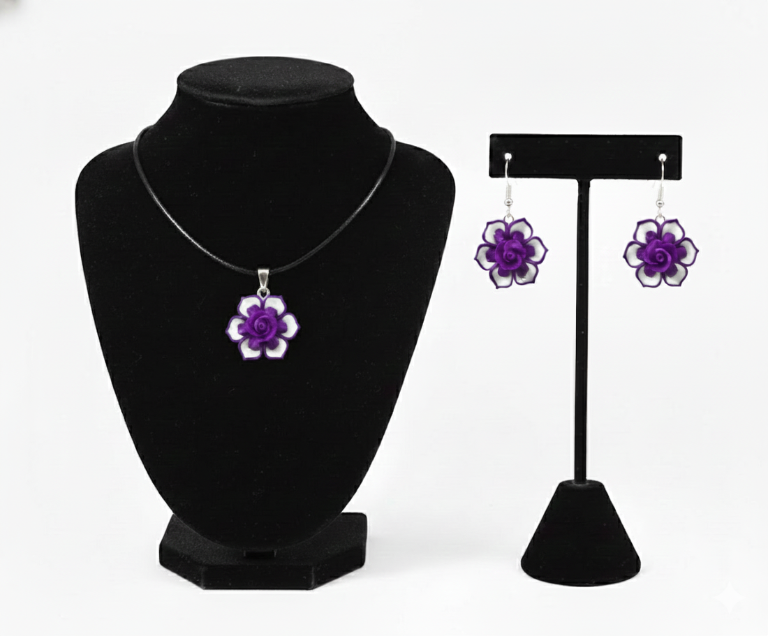 Set bijuterii handmade trandafiri - bijuterii - seturi de bijuterii - Artynos.ro