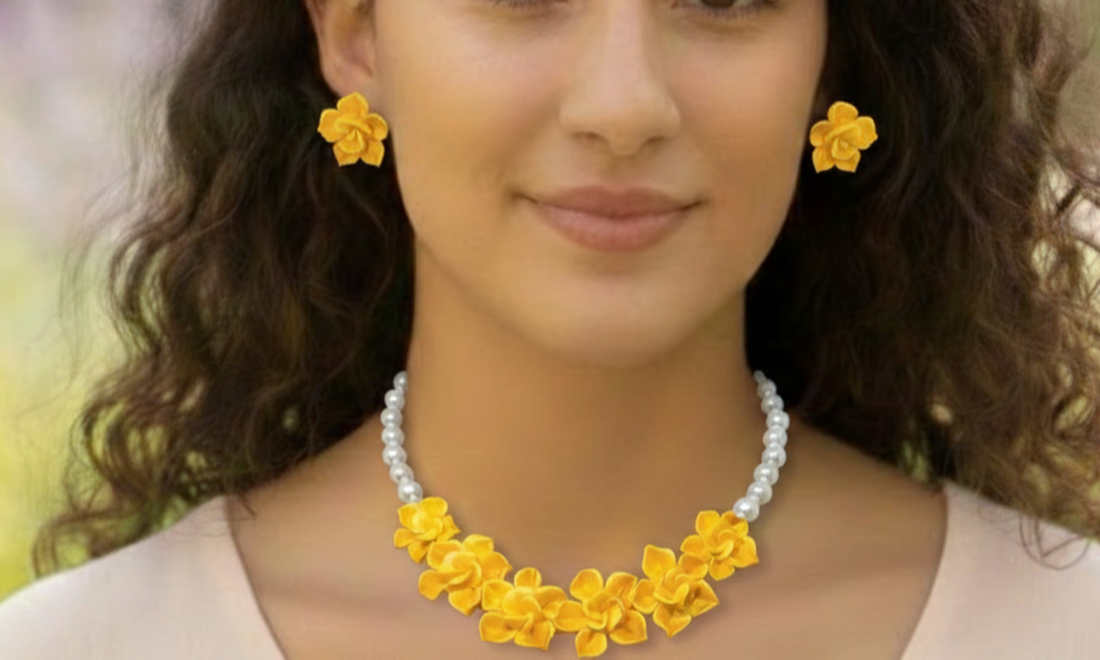 Set flori galben - bijuterii - seturi de bijuterii - Artynos.ro