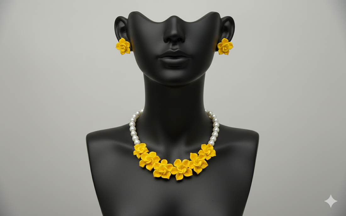 Set flori galben - bijuterii - seturi de bijuterii - Artynos.ro