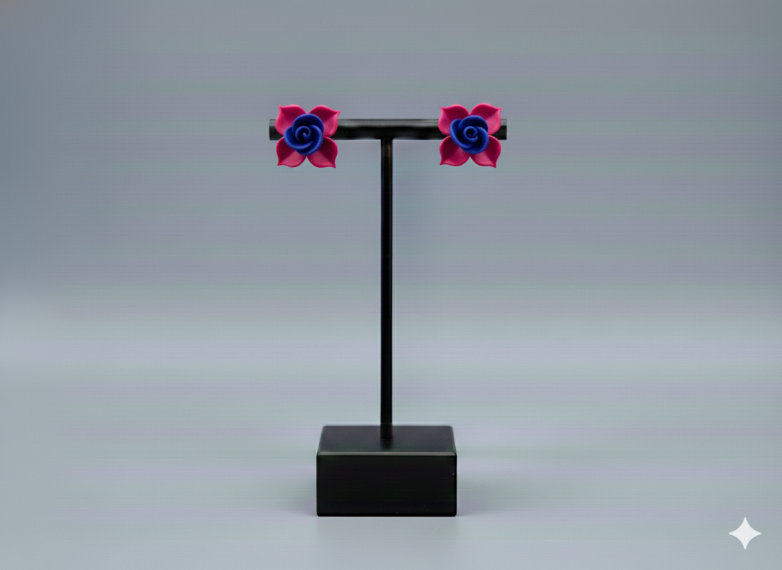 Cercei trandafirasi cu dantela - bijuterii - cercei - cercei din rășină - Artynos.ro