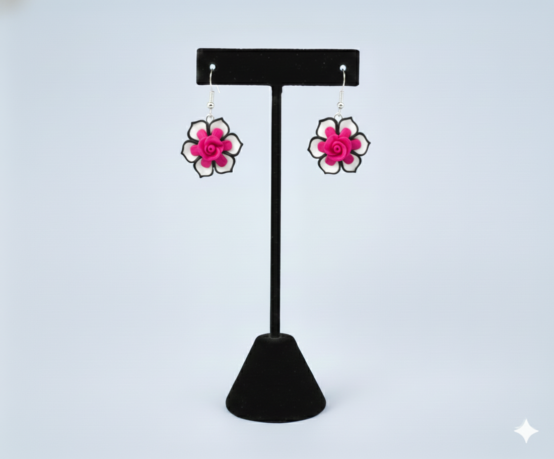 Cercei trandafiri - bijuterii - cercei - cercei din rășină - Artynos.ro