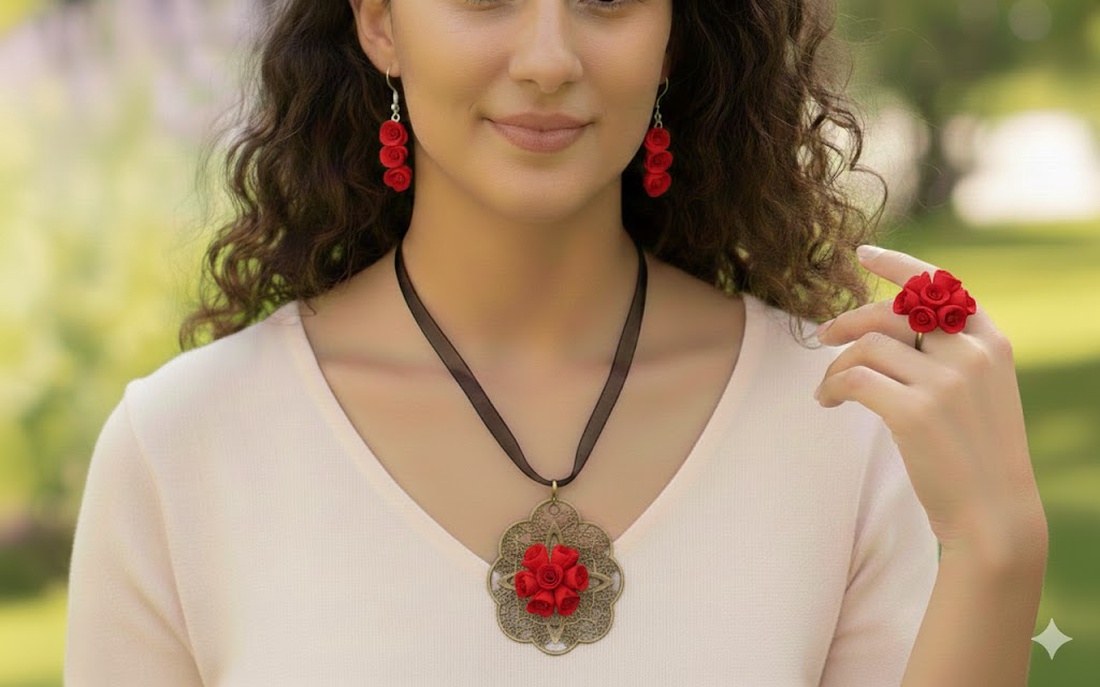 Set trandafiri - bijuterii - seturi de bijuterii - Artynos.ro