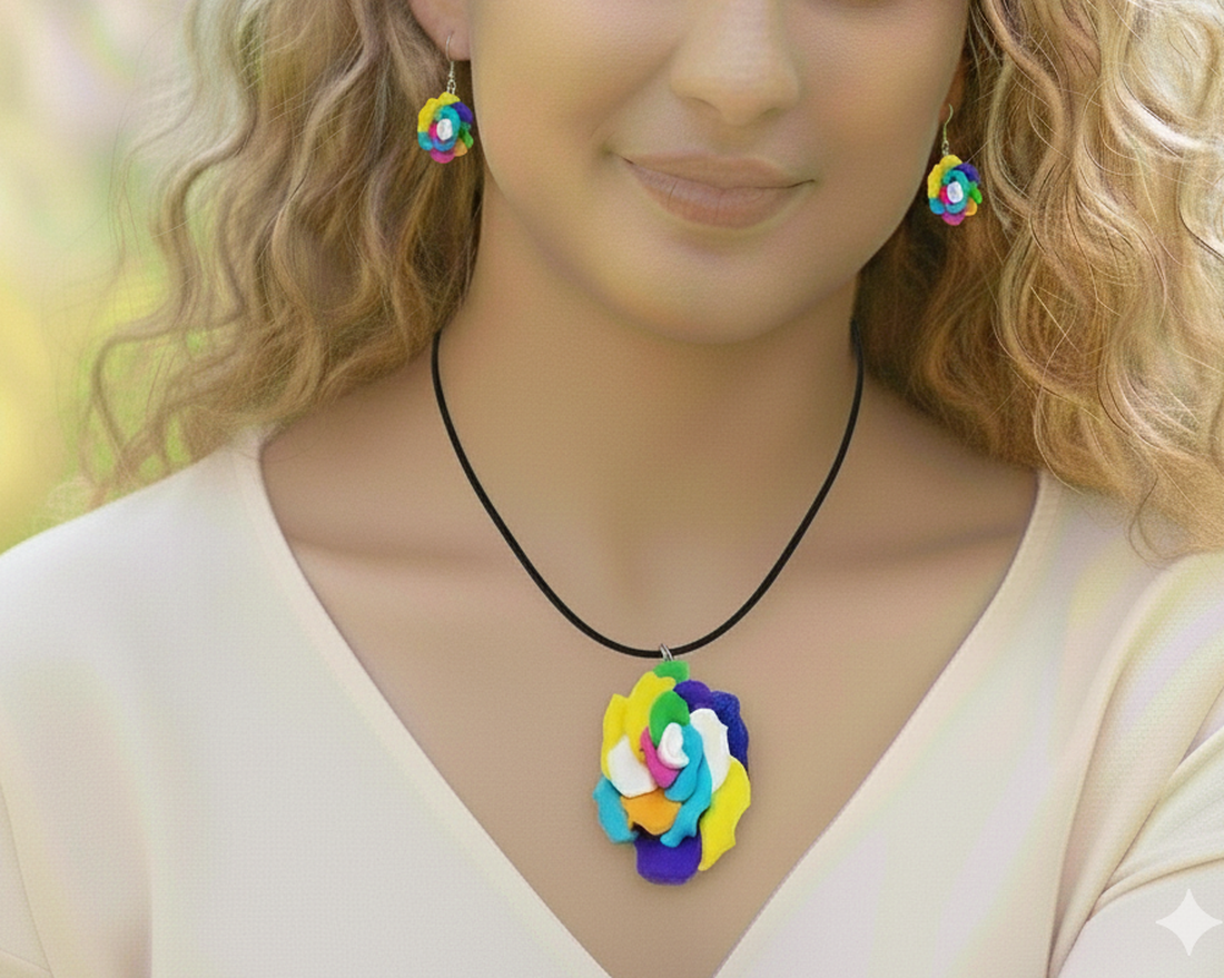 Set trandafiri multicolor - bijuterii - seturi de bijuterii - Artynos.ro