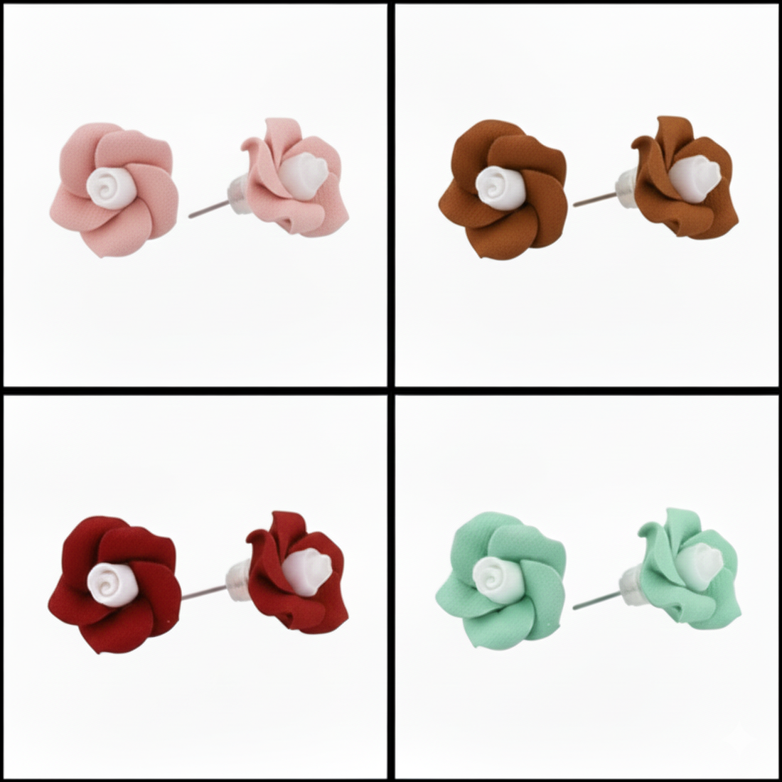 Cercei mici trandafiri 4 perechi - bijuterii - cercei - cercei din rășină - Artynos.ro