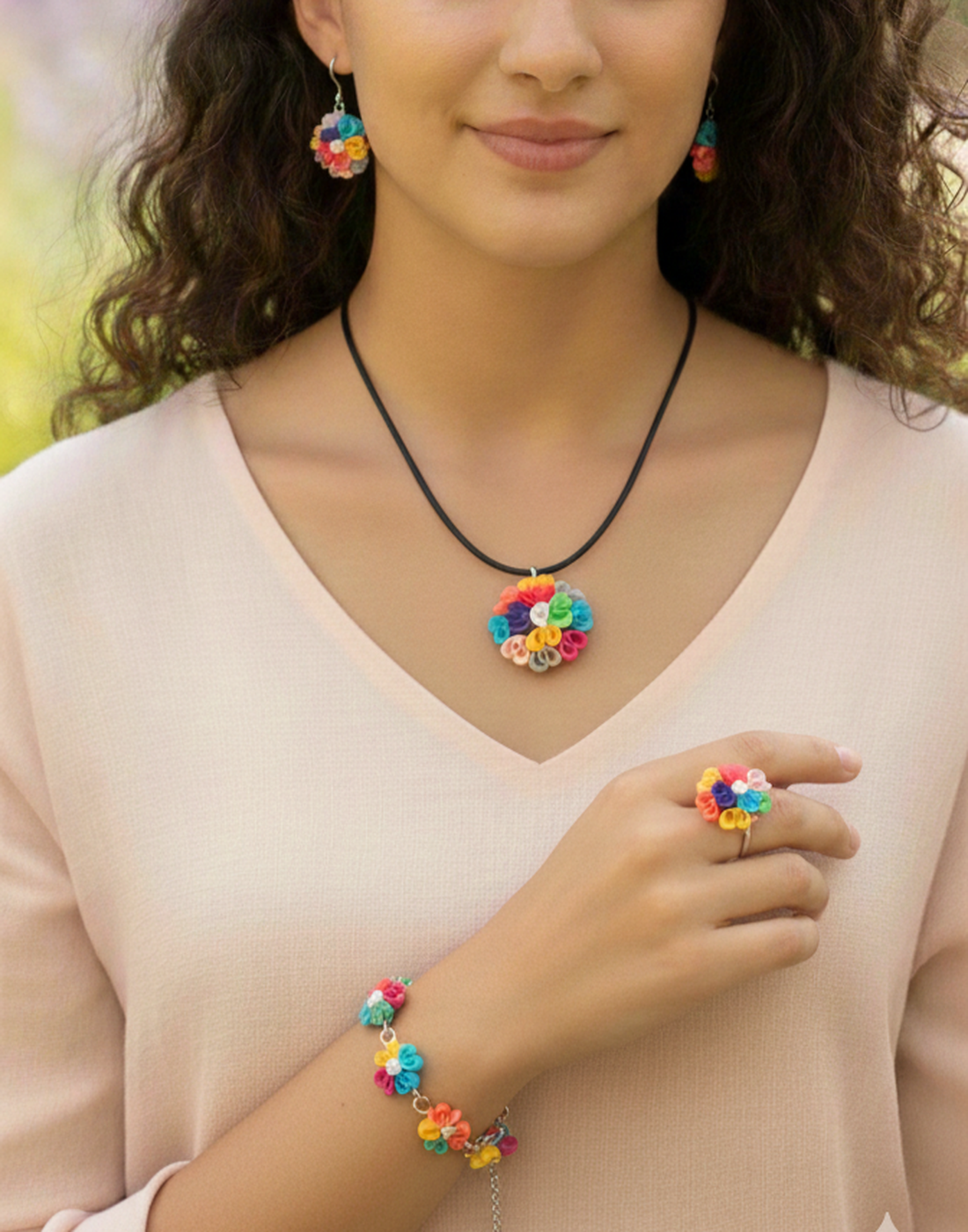 Set flori multicolore  - bijuterii - seturi de bijuterii - Artynos.ro