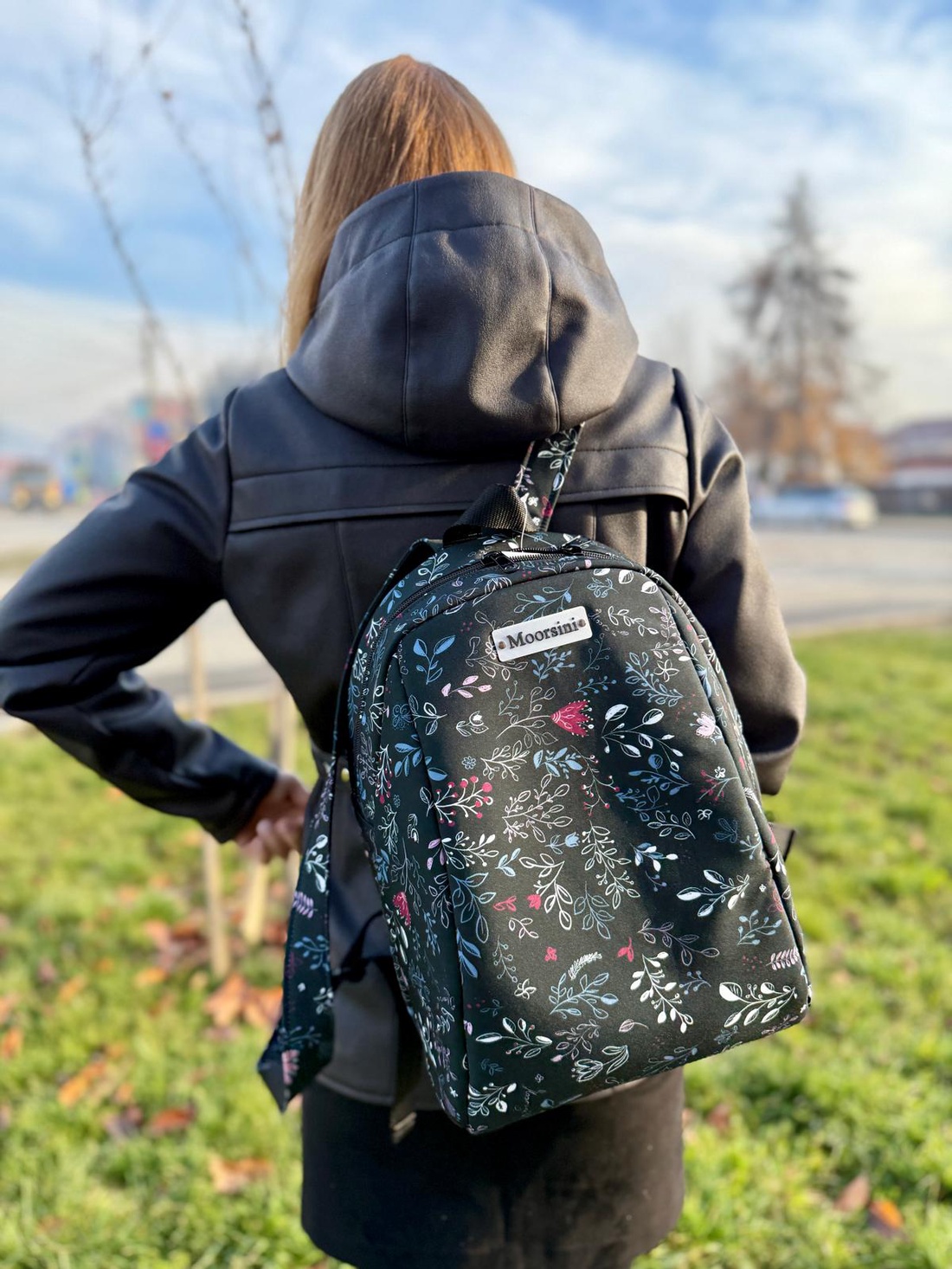 Rucsac damă black flower - genți și portofele - rucsacuri - rucsac rolltop - Artynos.ro