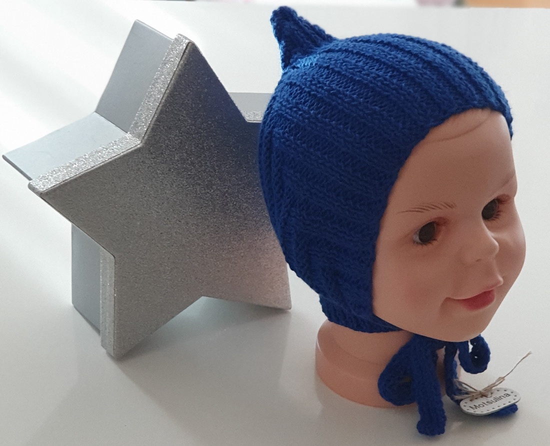Căciulă tricotată albastră  - îmbrăcăminte și modă - haine bebeluși și copii - pălărie bebeluși - Artynos.ro