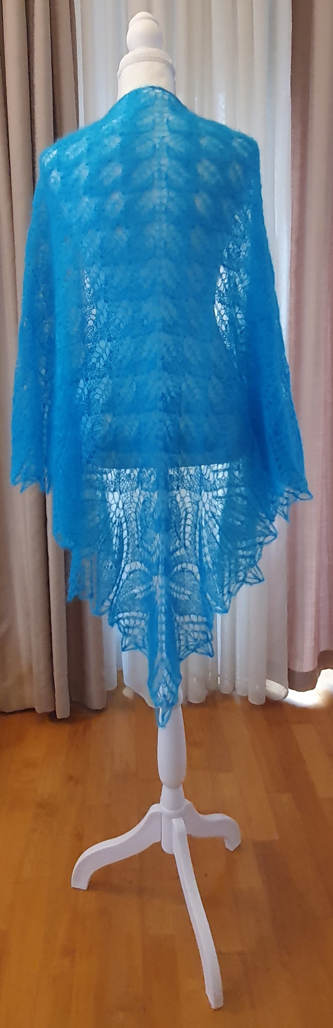 Șal tricotat turcoaz  - îmbrăcăminte și modă - eșarfe, pălării, fularuri - șaluri - Artynos.ro