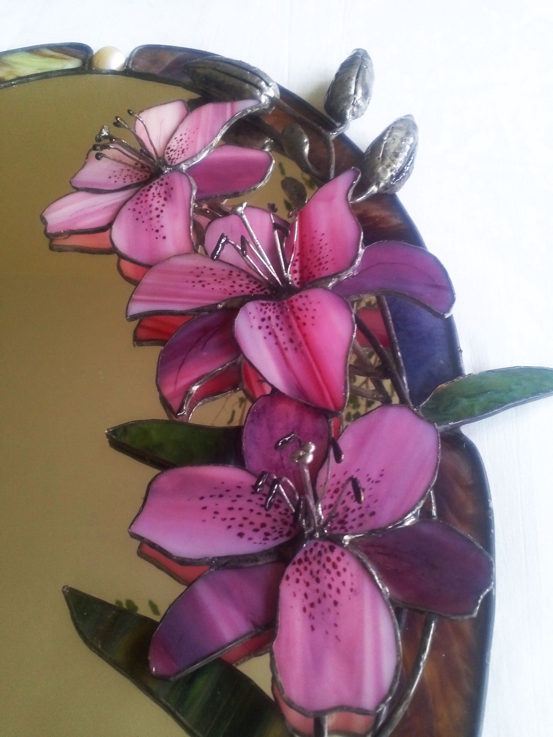 Oglindă 3D Royal Lily din sticlă Tiffany -  - Artynos.ro