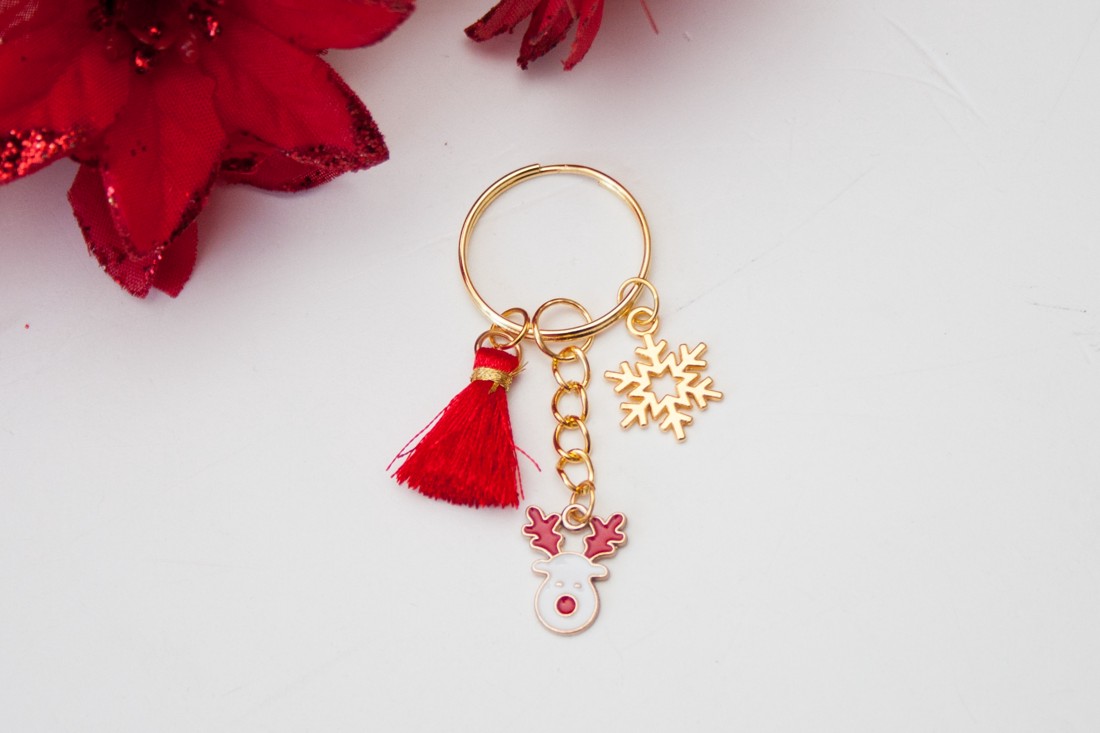 Breloc, geantă ornament Crăciun - ren fulg de nea aur - - Artynos.ro Breloc, geantă ornament Crăciun - ren fulg de nea aur - - Artynos.ro