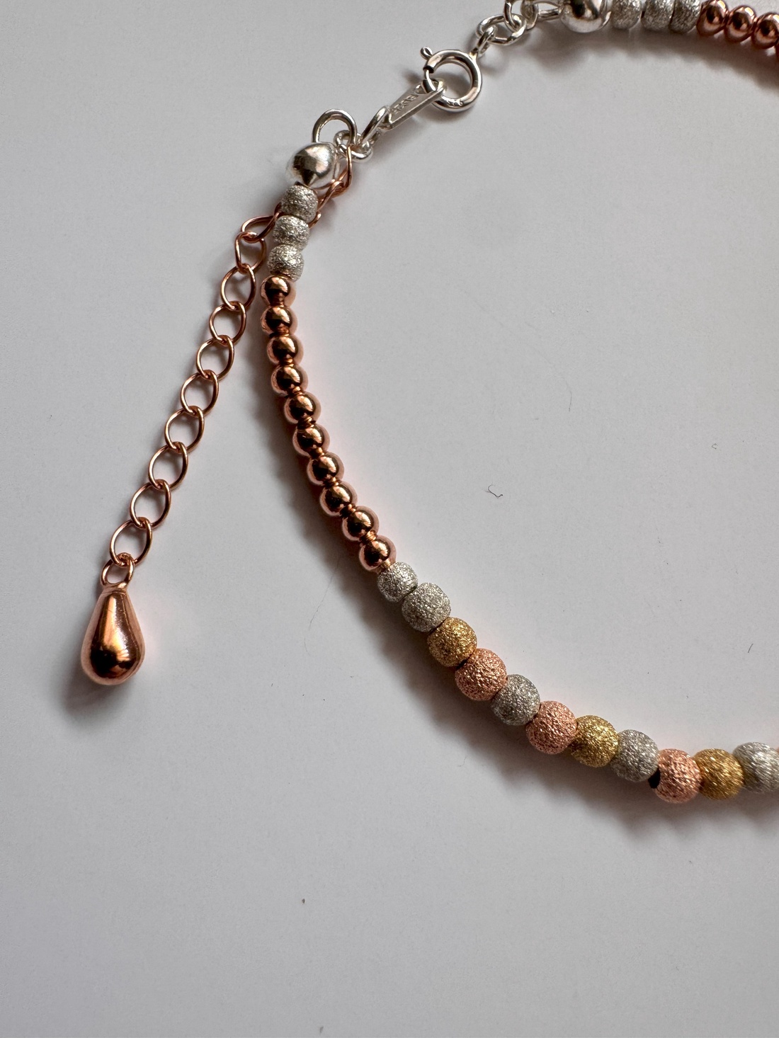 Bratara cu bile tricolore din argint 925, argint placat cu aur galben si aur roz Stardust dream, handmade - bijuterii - brățări - brățări din argint - Artynos.ro