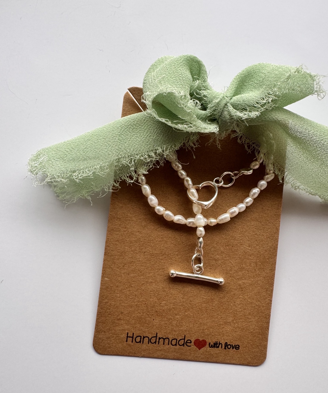 Colier perle bob orez, Georgiana, alb, argint - bijuterii - coliere - coliere din perle - Artynos.ro