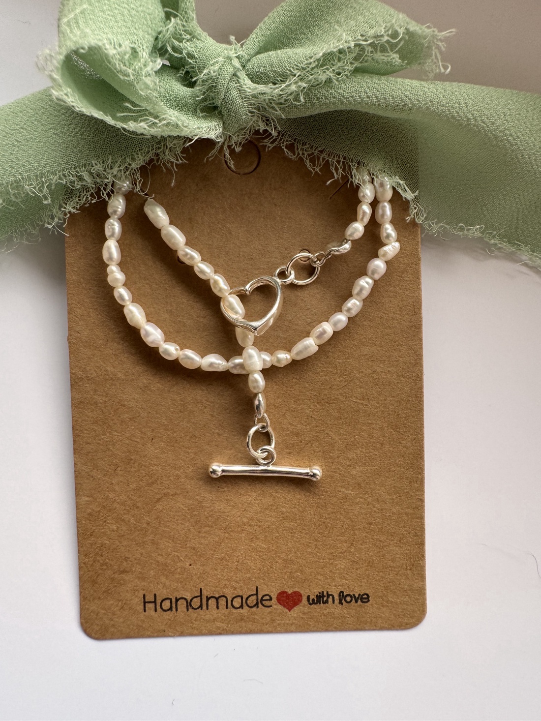 Colier perle bob orez, Georgiana, alb, argint - bijuterii - coliere - coliere din perle - Artynos.ro