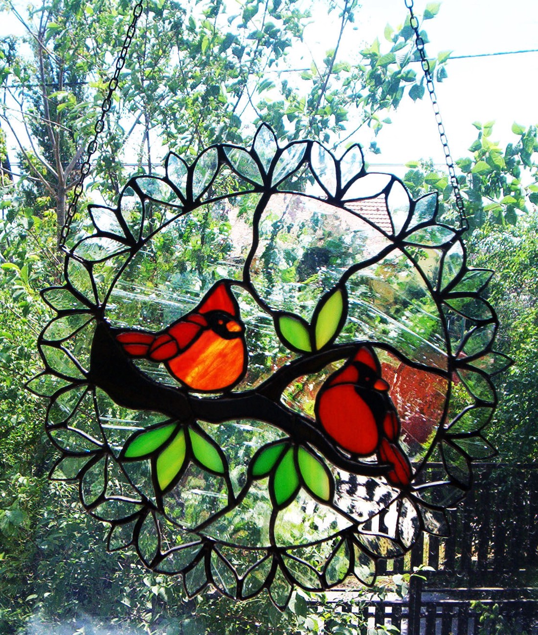 Cardinal finches tiffany fereastră decor - casă & stil de viață - accesorii pentru decorat casa - decorațiuni de geam și decorațiuni de ușă  - decor ferestre și autocolant pentru geam - Artynos.ro