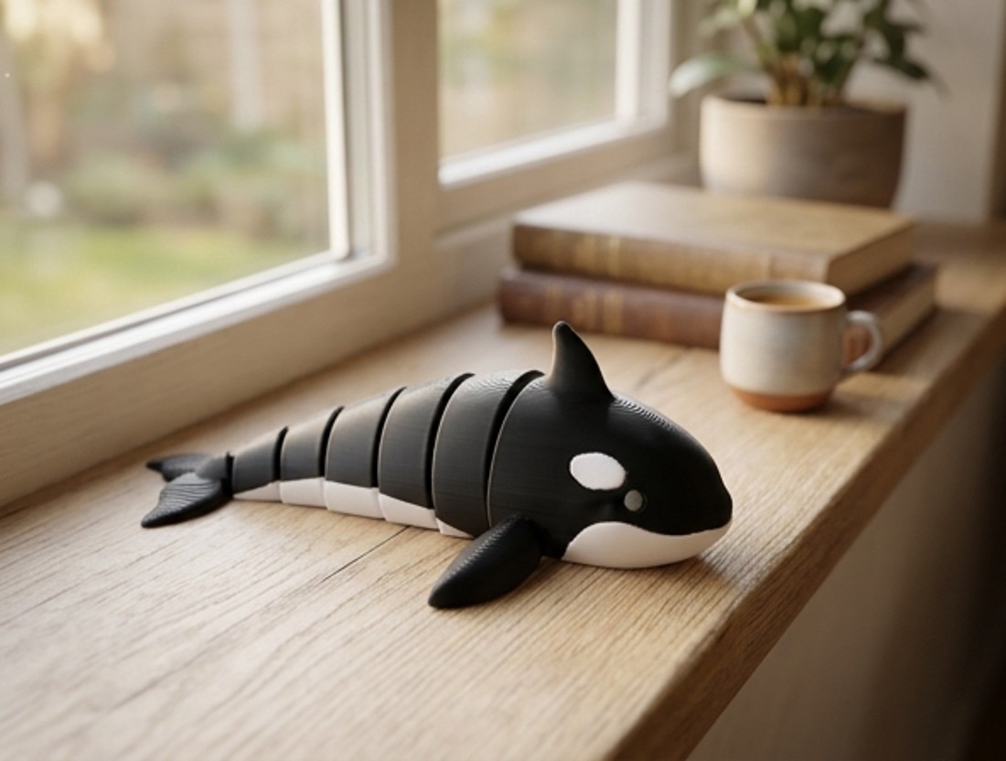 Figurină mobilă reprezentând o balenă ucigașă � imprimată 3D -  - Artynos.ro