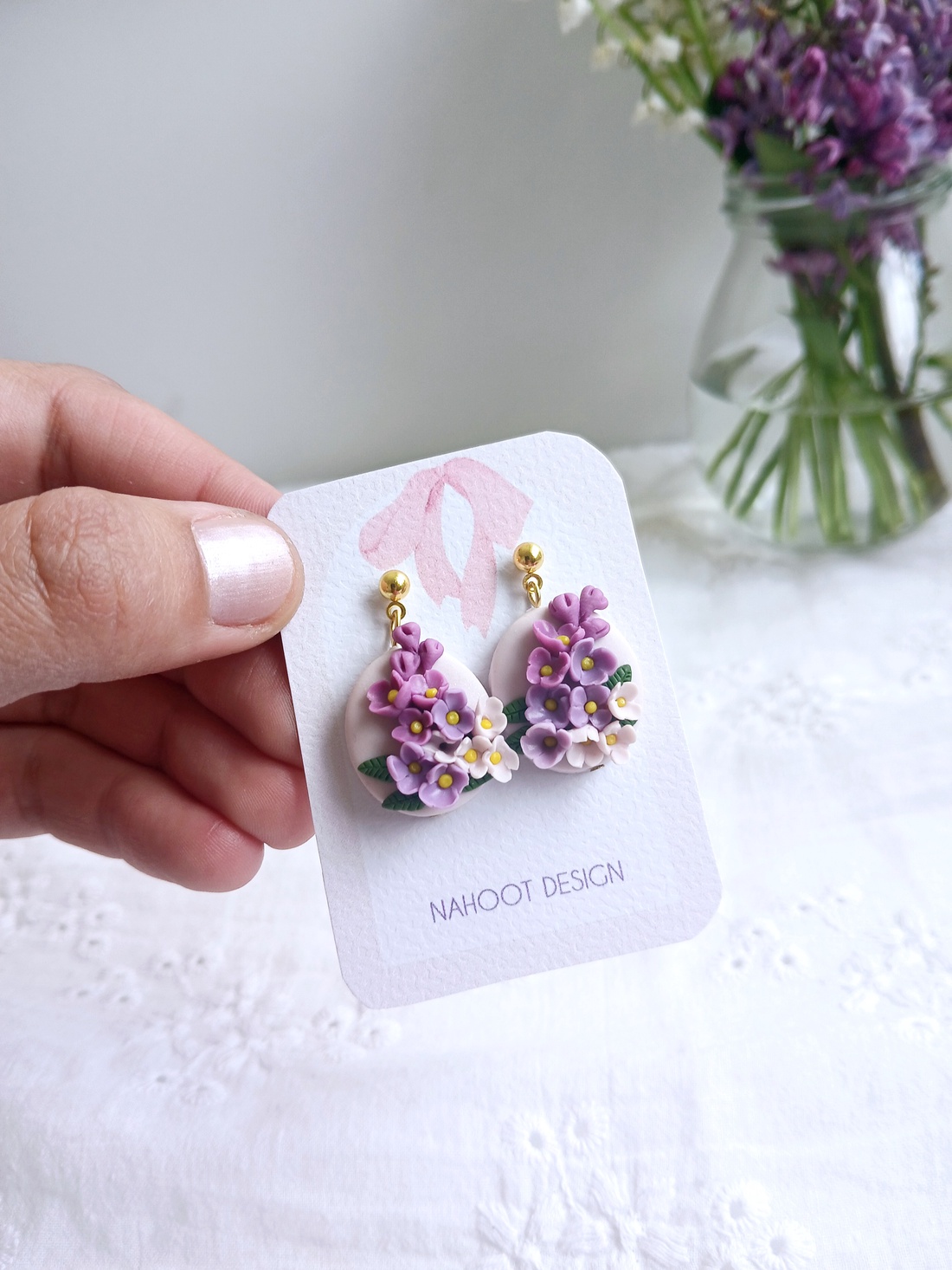 Cercei liliac - bijuterii - cercei - cercei agățați - Artynos.ro Cercei liliac - bijuterii - cercei - cercei agățați - Artynos.ro