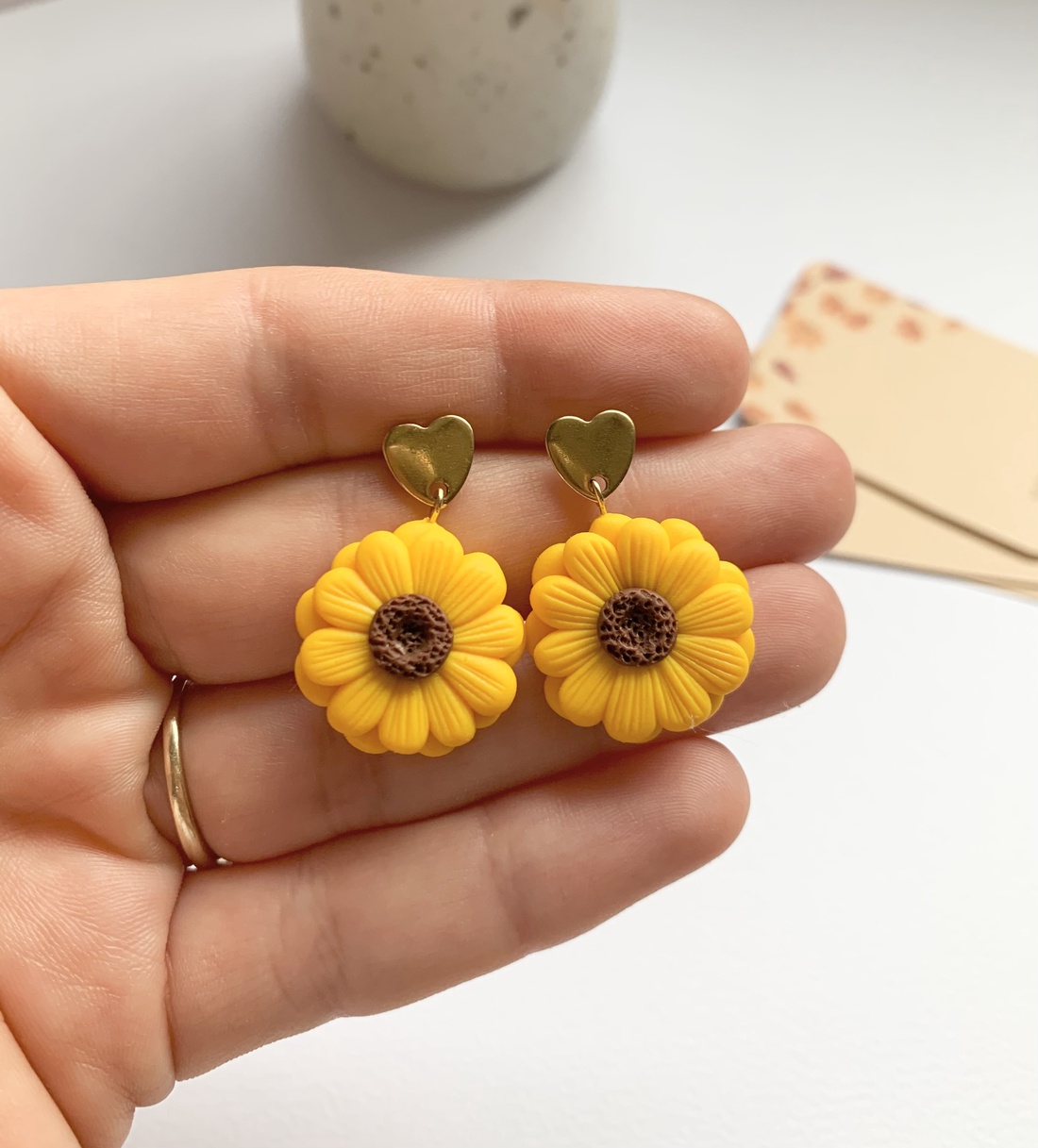 Cercei Sunflowers - bijuterii - cercei - cercei agățați - Artynos.ro