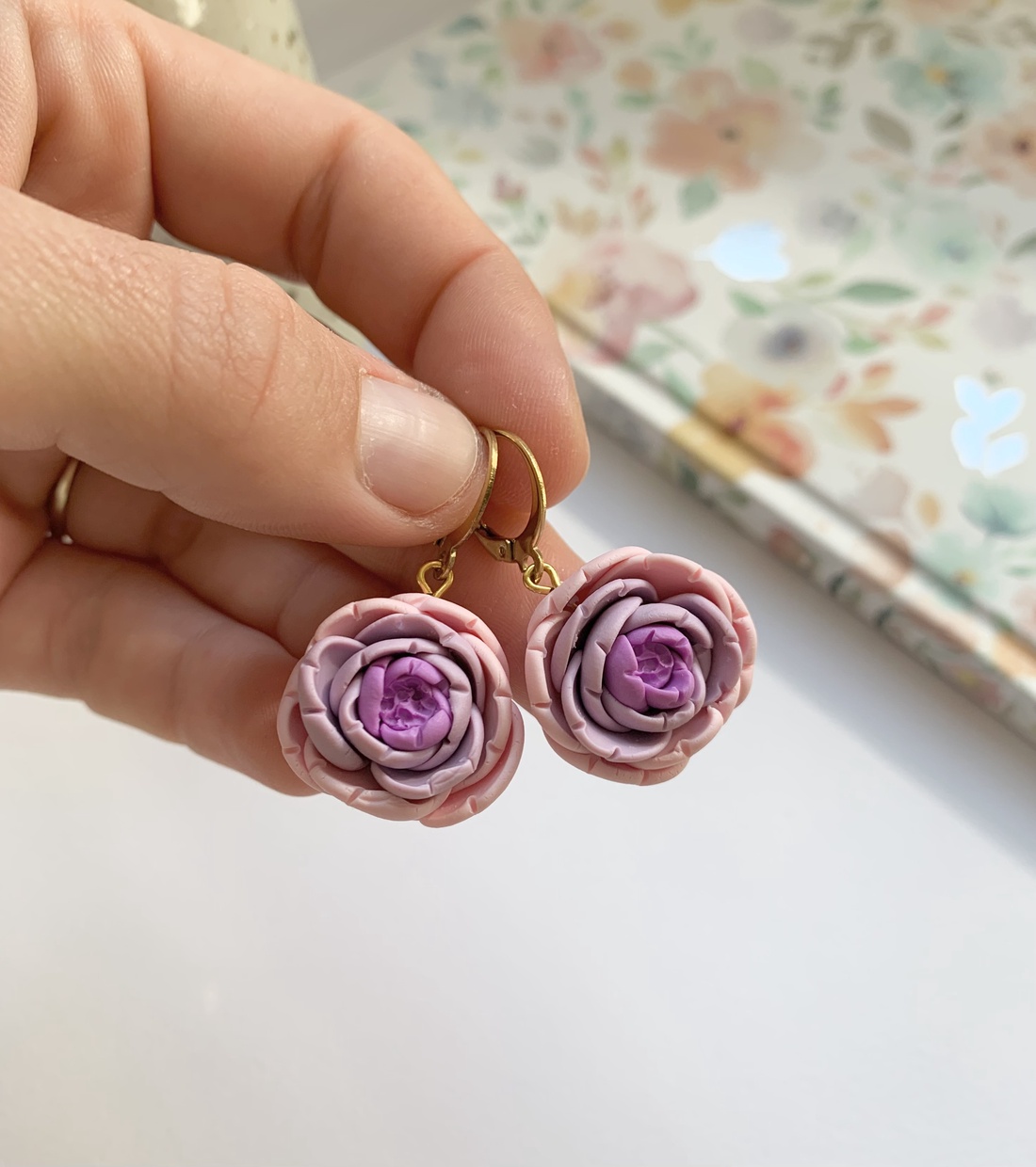 Cercei Pink Flowers - bijuterii - cercei - cercei cu figurine - Artynos.ro