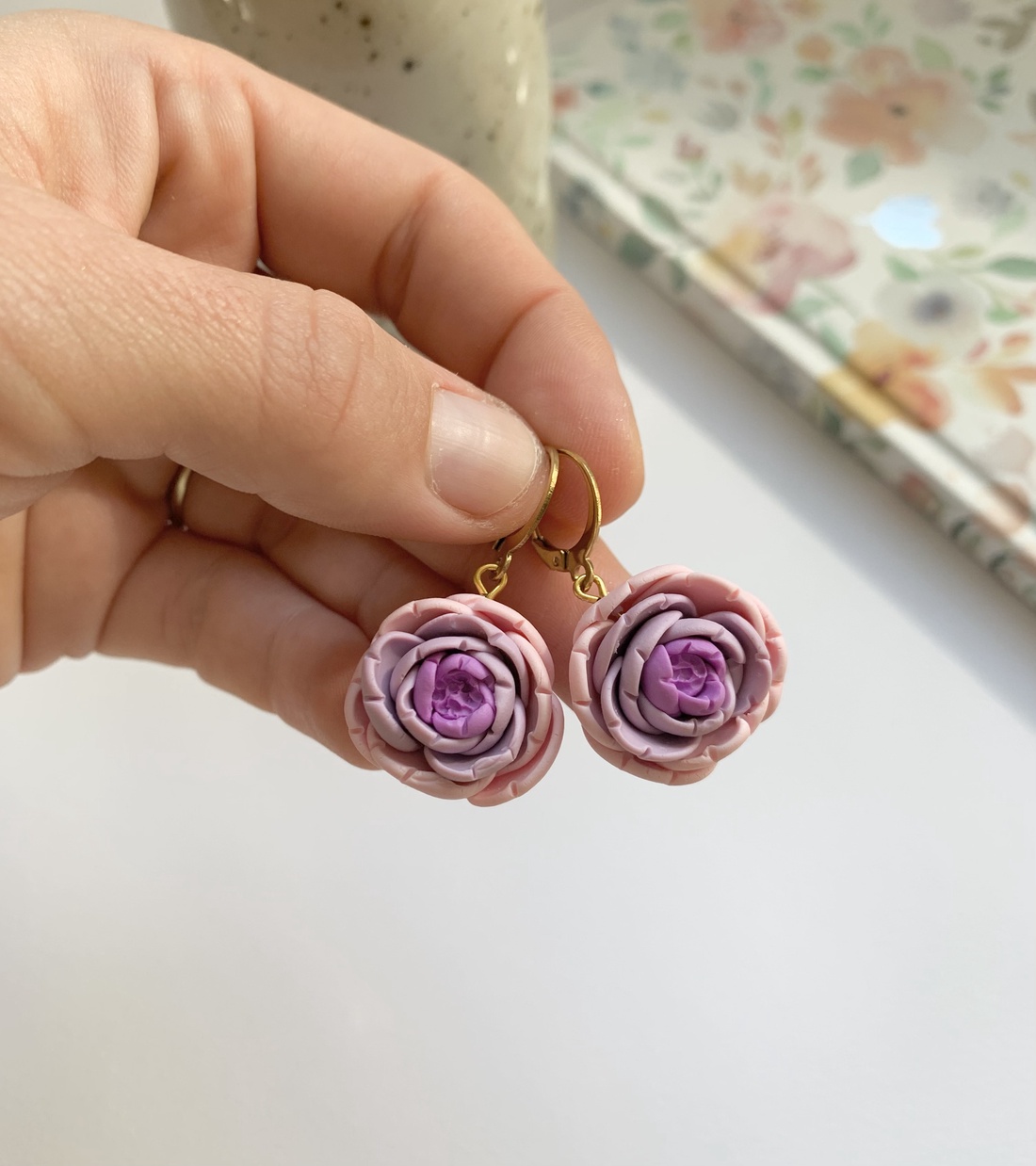 Cercei Pink Flowers - bijuterii - cercei - cercei cu figurine - Artynos.ro