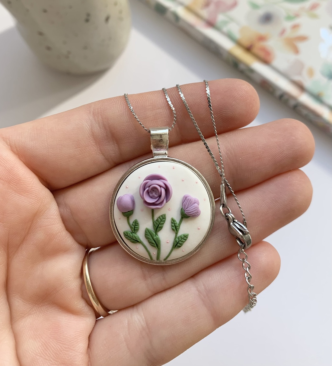 Colier Purple Flowers - bijuterii - coliere - pandative - Artynos.ro